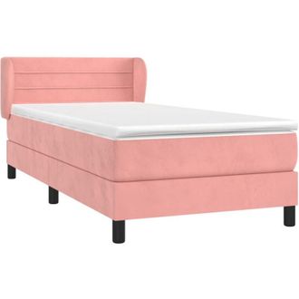 vidaXL Cama Box Spring Con Colch&oacute;n Terciopelo Rosa 90x190 Cm Vidaxl