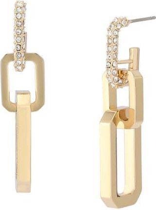 AllSaints Crystal Hexagon Double Drop Hoop Earrings in Gold at Nordstrom Rack