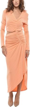 Off-white Orange V Neck Midi Dress