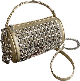 Generic Rivet Shoulder Bag - Punk Square Shoulder Bag 2024 | Square Cylinder Shoulder Bag, Fashion Studded Rock Tote Bags for Women and Girls, gold, riferimen