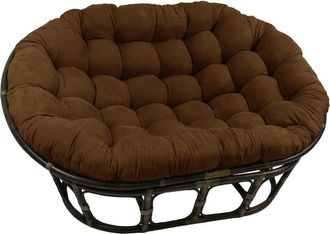 International Caravan Inc Rattan Double Papasan Chair with Microsuede Cushion