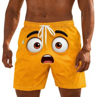 Generic Mens Novelty Swim Trunks Funny Face Print Board Shorts for Men UK Elastic Waist Drawstring Beach Shorts Quick-Dry Swimming Surfing Boardshorts with Po