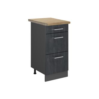 Vicco Mueble Bajo De Cocina R-line, Hormig&oacute;n Negro, 40 Cm Et Roble