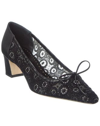 Manolo Blahnik Martebal 50 Lace & Satin Pump