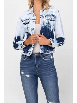 Flying Monkey Tie Dye Bleached Denim Jacket In Light Blue