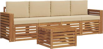 vidaXL Conjunto De Sof&aacute;s De Exterior 5 Uds. Natural Y Beige Vidaxl