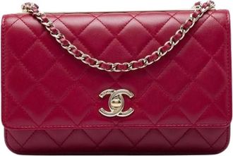 Chanel Pre-owned Wallet on Chain - Dames - Vintage Schoudertas - Rood - ONE Size - Leer - Vintage