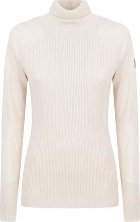 Moncler Su&eacute;ter de cuello alto en mezcla de lana - Knitwear - Mujer - Beige - L