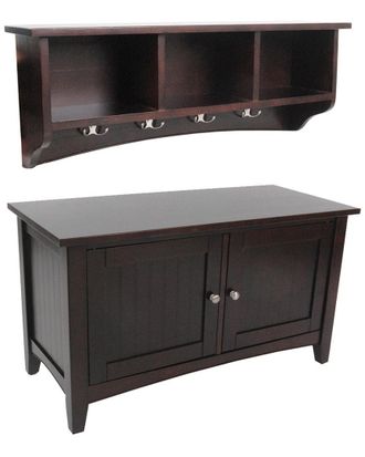 Alaterre Shaker Cottage Storage Coat Hook With Cabinet Bench Set