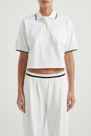 Brunello Cucinelli White Cropped Polo Shirt, Size X-Small
