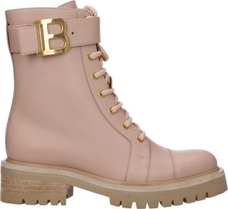 Balmain Womens Laceup Leather Ankle Boots - Tan - Size EU 36