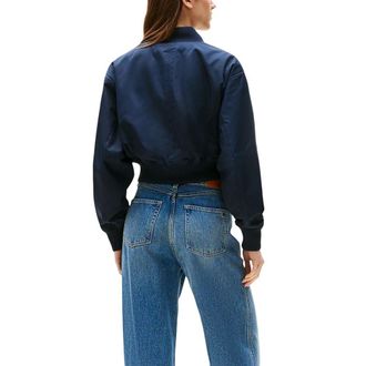 Tommy Hilfiger Recycled Polyester Cropped Bomber Jacket - Navy