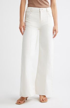 Tractr Seam Detail Wide Leg Jeans in Ecru at Nordstrom, Size 30
