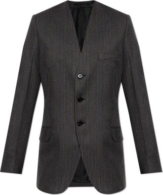 Jil Sander Blazer met visgraatpatroon - Dames - Blazers - Grijs - L - Wol - Jassen