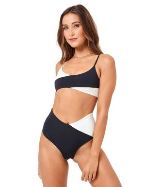L*Space High Tide Swim Bottom In Black/white