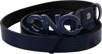 Costume National Blauw leren mode riem met logo - Heren - Riemen - Blauw - ONE Size - Leer - Accessoires
