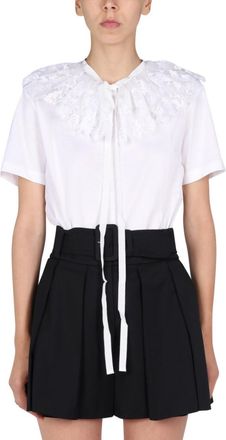 Patou White Embroidered Round Neck T-Shirt