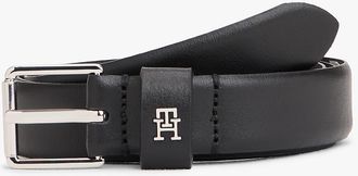 Tommy Hilfiger Womens Square Buckle Slim Leather Belt - Black - 40