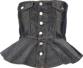 Ganni Top denim - Grigio