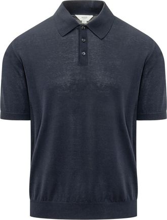 Malo Dark Blue Solid Shirt Collar Polo
