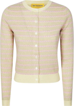 Guest In Residence Pebble Stripe Jane Cardigan - Dames - Cashmere truien - Beige - M - Kasjmier - Truien & Vesten