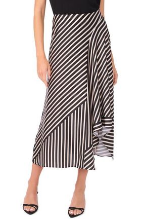 Vince Camuto Asymmetric Stripe Maxi Skirt in Rich Black at Nordstrom, Size 0