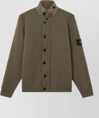 Stone Island ribbed wool zip cardigan