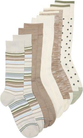 Nordstrom Rack Ultrasoft 5-Pack Assorted Dress Socks in Khaki Ivory Dots at Nordstrom Rack, Size Regular