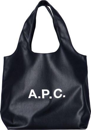 A.P.C. Black White Logo Fabric Tote Bag