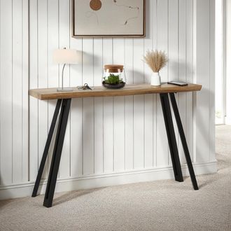 Seconique Quebec Wave Edge Console Table in Dark Brown