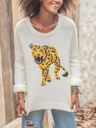 Wooden Ships Cat Walk Crewneck Lightweight Sweater In Pure Snow