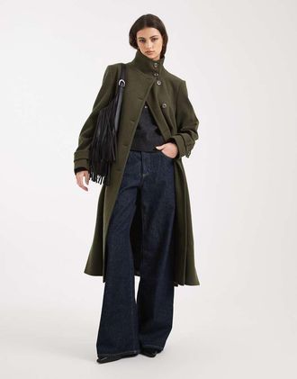 Miss Selfridge Cappotto elegante a imbuto kaki-Verde