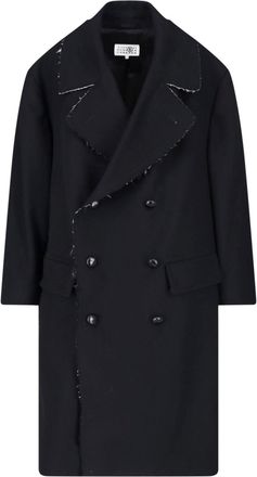Maison Margiela Black Double-Breasted Wool Coat