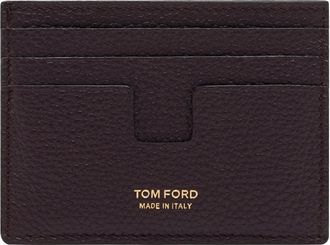 Tom Ford Mens Soft Grain T Line Cardholder Burgundy - Red/Purple - Size: OS