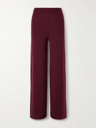 The Elder Statesman Pantaloni A Gamba Larga In Cashmere Juniper - Bordeaux