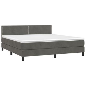 vidaXL Cama Box Spring Con Colch&oacute;n Terciopelo Gris Oscuro 160x200 Cm Vidaxl
