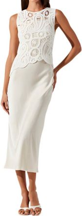 Astr Martina Midi Sweater Dress In White Champagne