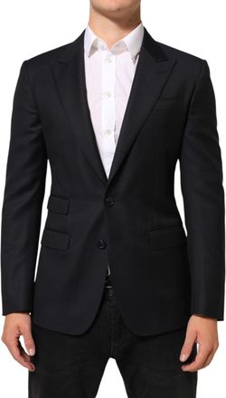 Dolce & Gabbana Black Wool NAPOLI 2 Button Men Suit Mens Blazer