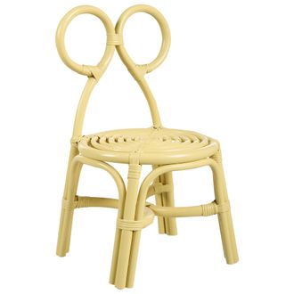 Beliani Silla Infantil Boho Asiento Rat&aacute;n Exterior Interior Amarillo Mirtia
