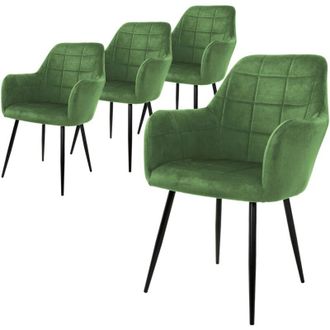 ML Design Ml-design - ecd Germany Set di 4 Sedie Sala da Pranzo con Schienale e Braccioli Verde Chiaro Salvia Poltrone Soggiorno Cucina con Rivestimento in