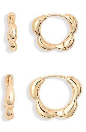 Leith 2-Pack Floral Hoop Earrings in Gold at Nordstrom Rack