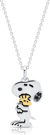 Crislu x Peanuts Snoopy Hugs Pendant Necklace in Pure Platinum /Clear Stone at Nordstrom, Size 16