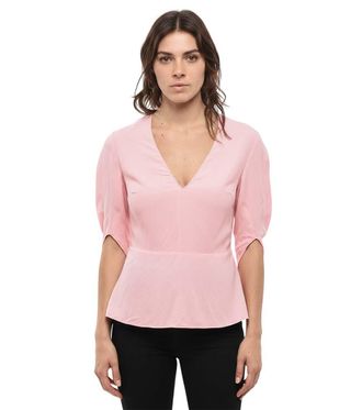 Stella McCartney Pink Solid V Neck Top