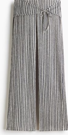 H&M Jerseyhose mit Bindedetail - Cremefarben/Gestreift