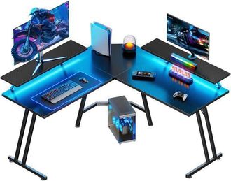 OEM Escritorio Gaming - Ecofurnix 130x130 Cm - &Aacute;ngulo L - Tablero De Fibra De Carbono - Estructura De Metal - Ergon&oacute;mico