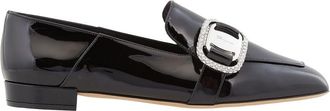 Ferragamo Salvatore Ferragamo Ladies Black Wang Patent Crystal Buckle Loafers, Size 8