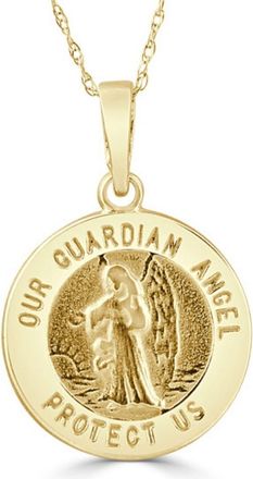 Pompeii3 14k White or Yellow Gold Gold Our Guardian Angle Pendant Necklace 14.5mm Tall