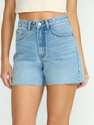 Billabong Riley Cut-Off Denim Shorts In Faded Indigo Fray