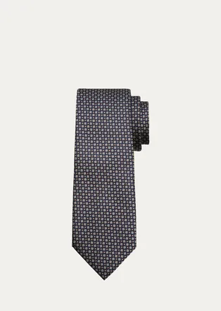 Ermenegildo Zegna Mens Geometric Jacquard Silk Tie
