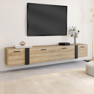IDMarket Mueble De Tv Mural Phoenix De 180 Cm Y 3 Puertas De Dise&ntilde;o Industrial